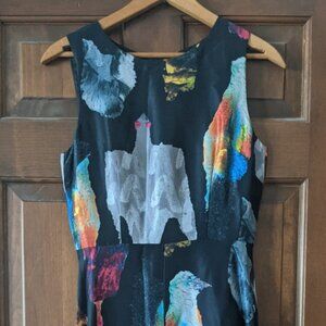 Gorman Clothing and Fred Fowler Midi Silk Abstract Bird Print Dress